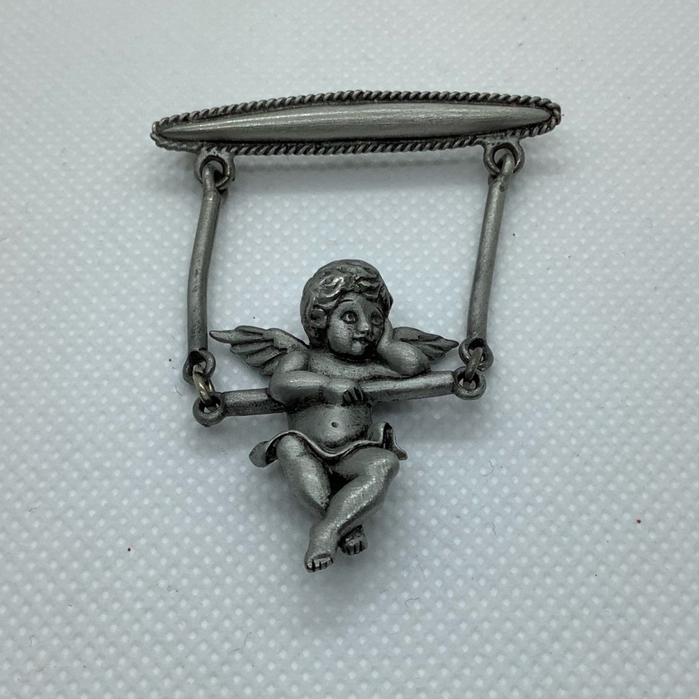 J.J. Jonette Angel on a Swing Brooch / Pin